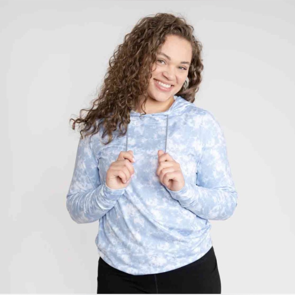 Rhoback Women's Performance Hoodie Blue & White Size Small